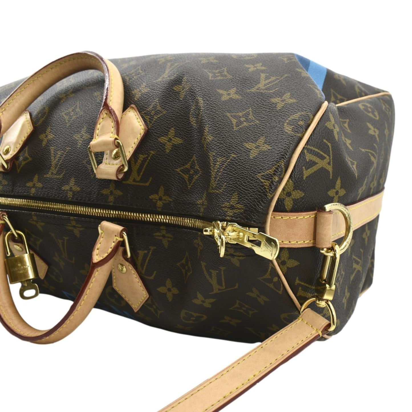 LOUIS VUITTON 40 Bandouliere Heritage Monogram Canvas Travel Bag Brown