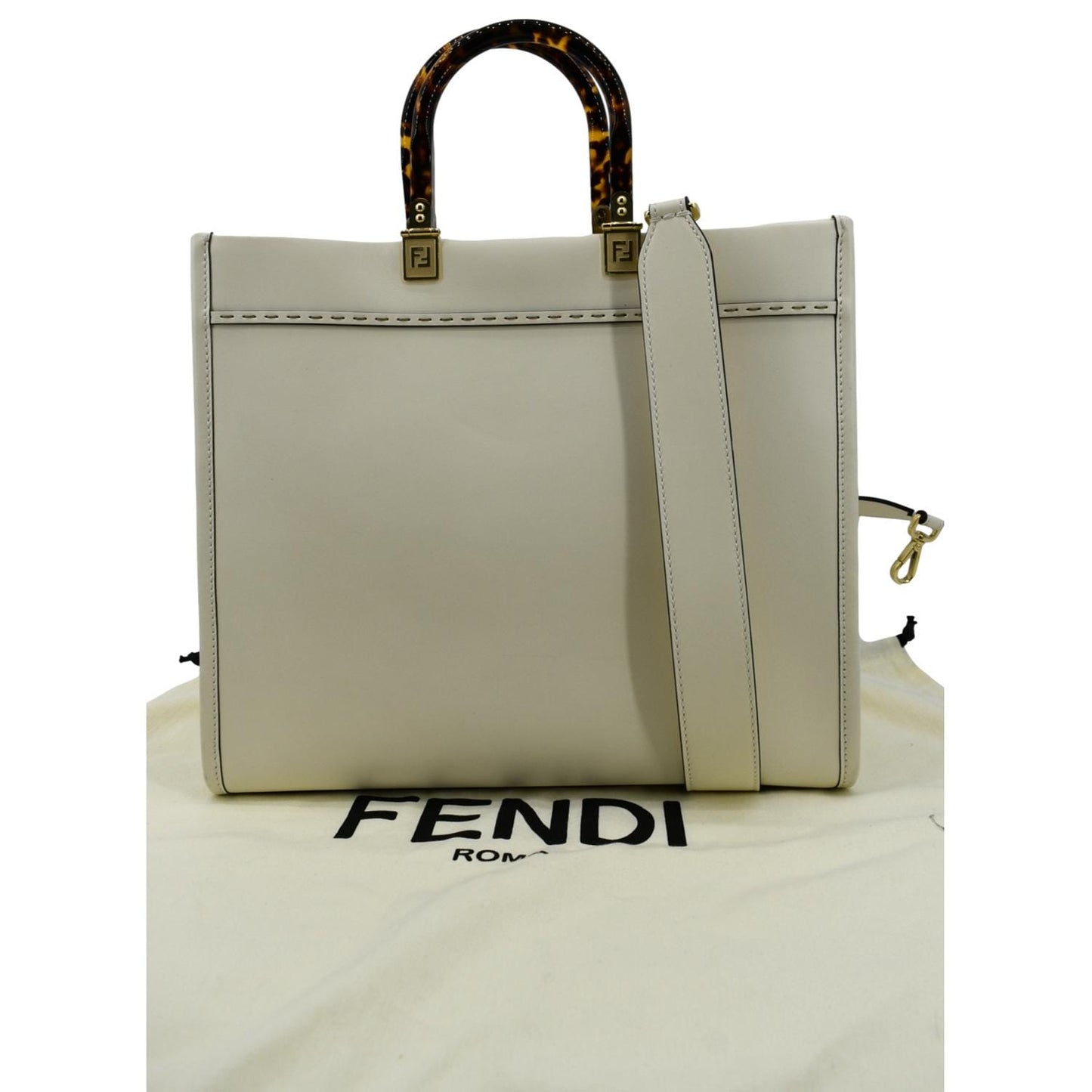 Fendi Sunshine Leather White Tote Bag