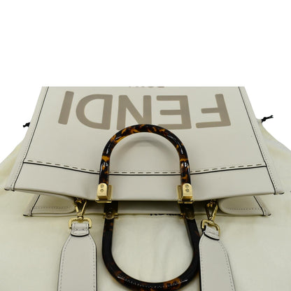 Fendi Sunshine Leather White Tote Bag