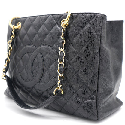 Chanel Beige Quilted Caviar Leather Grand Shopper GST Tote