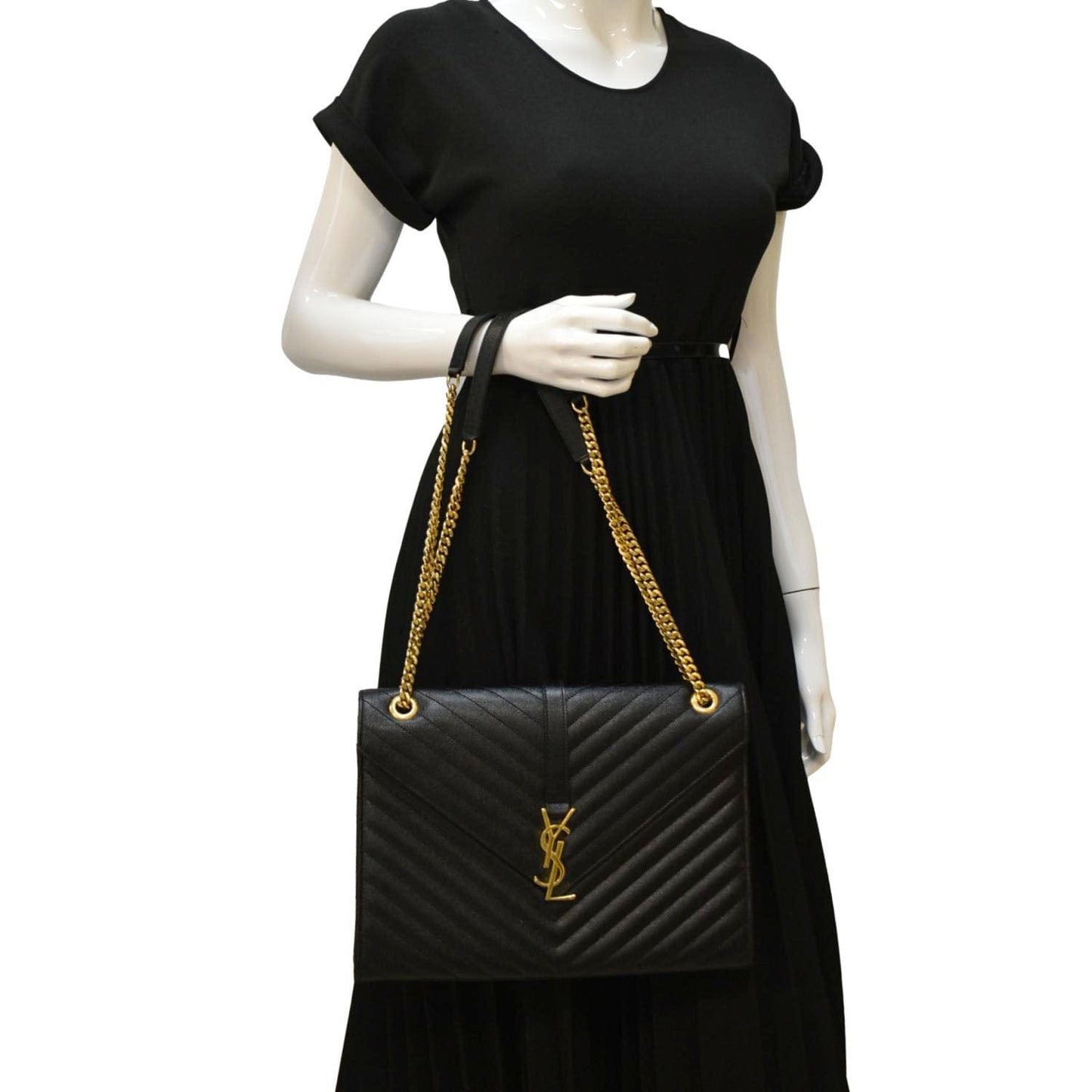 Saint Laurent Envelope Leather Black Shoulder Bag Style 18