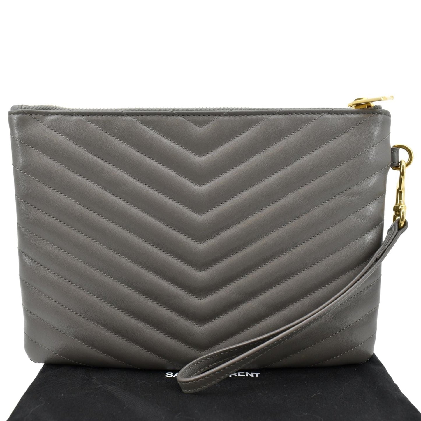 Saint Laurent Monogram Leather Red Clutch