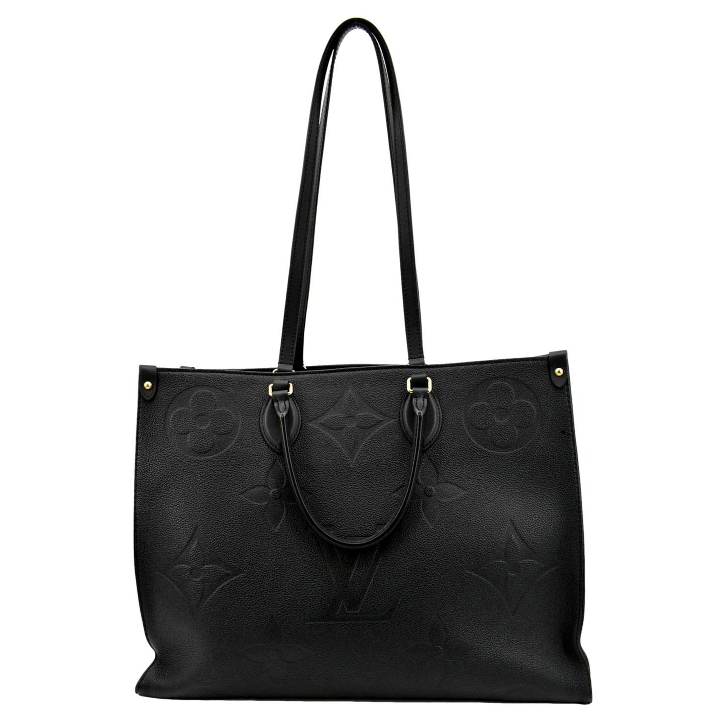 LOUIS VUITTON Onthego GM Monogram Empreinte Leather Tote Bag Black