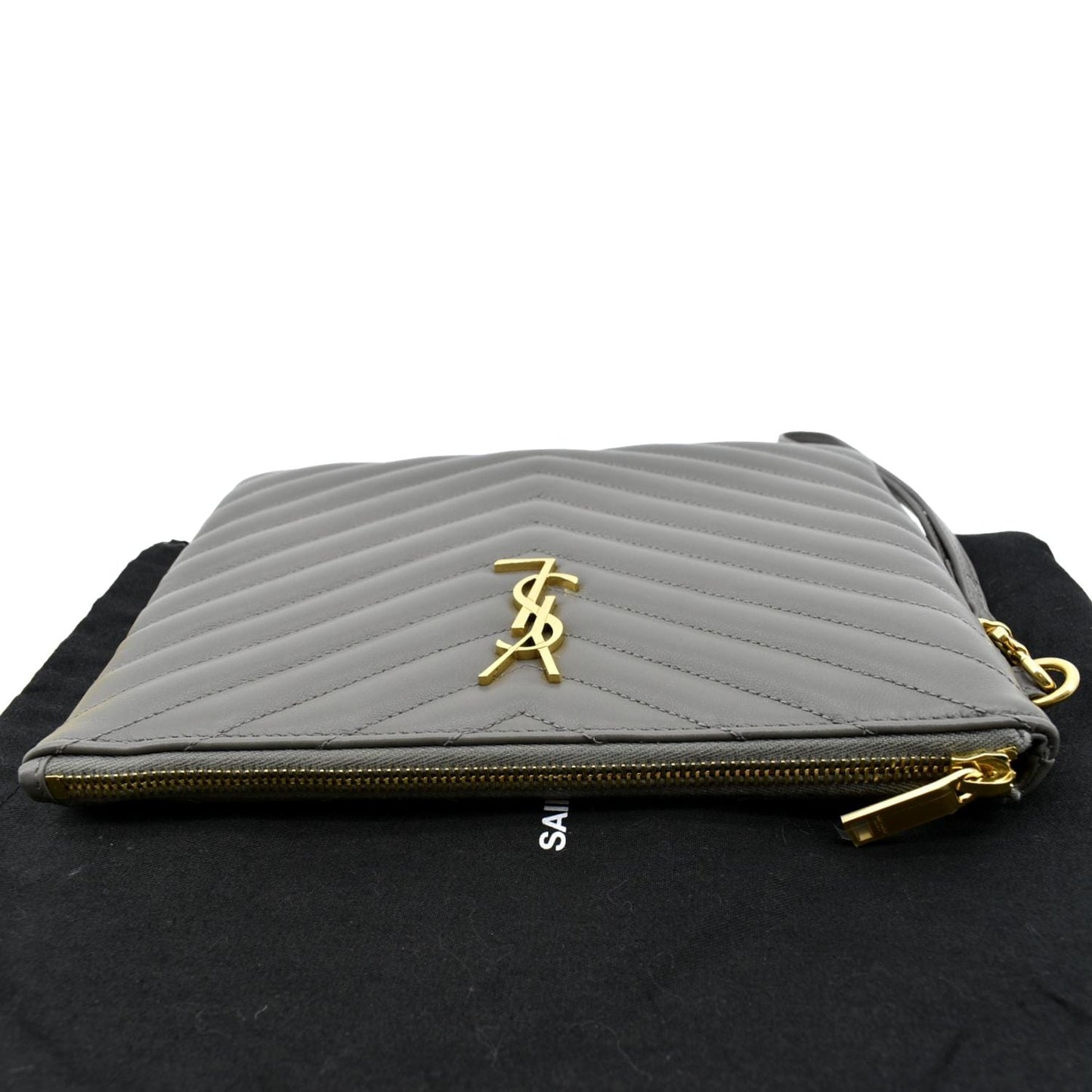 Saint Laurent Monogram Leather Red Clutch