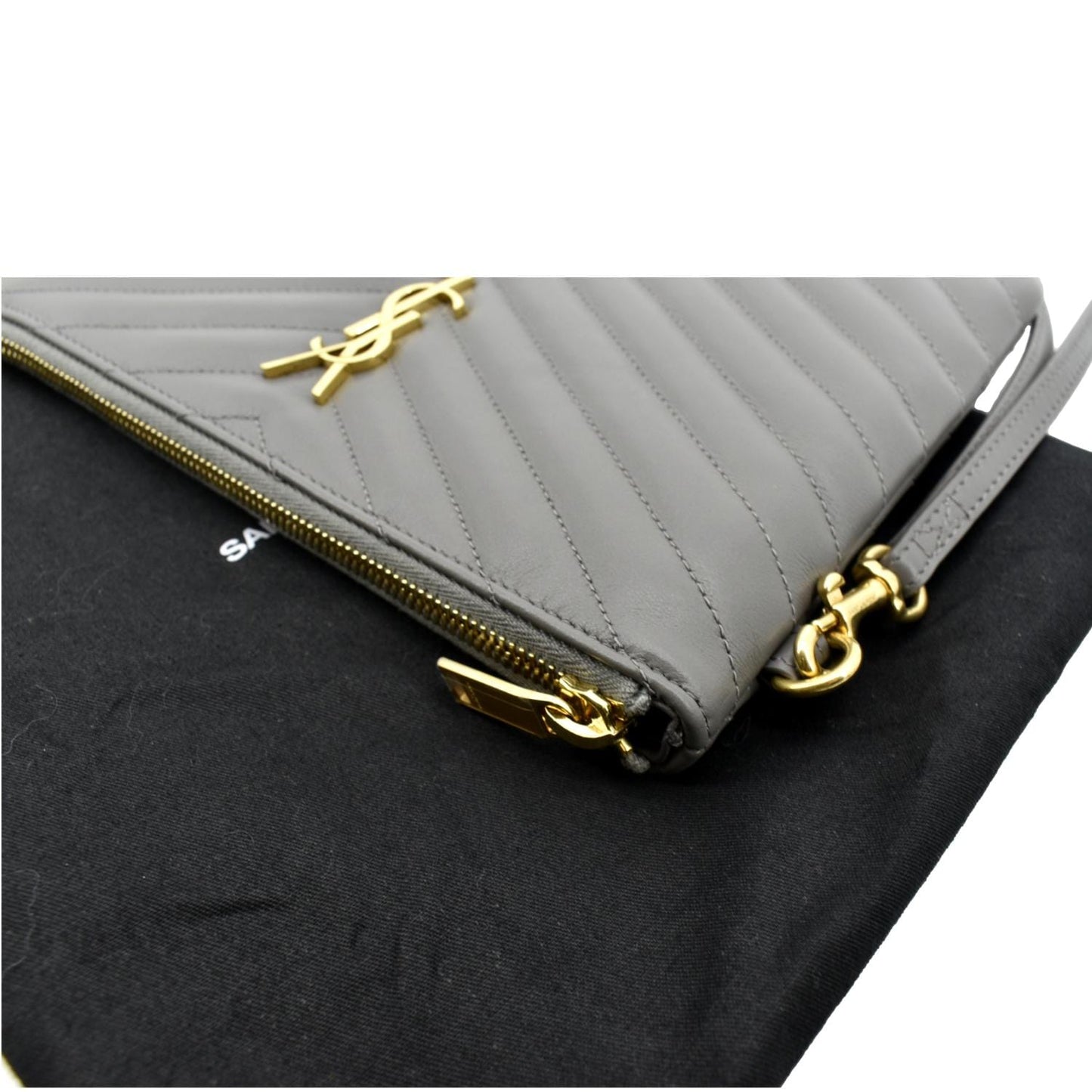 Saint Laurent Monogram Leather Red Clutch
