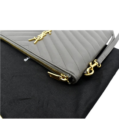 Saint Laurent Monogram Leather Red Clutch