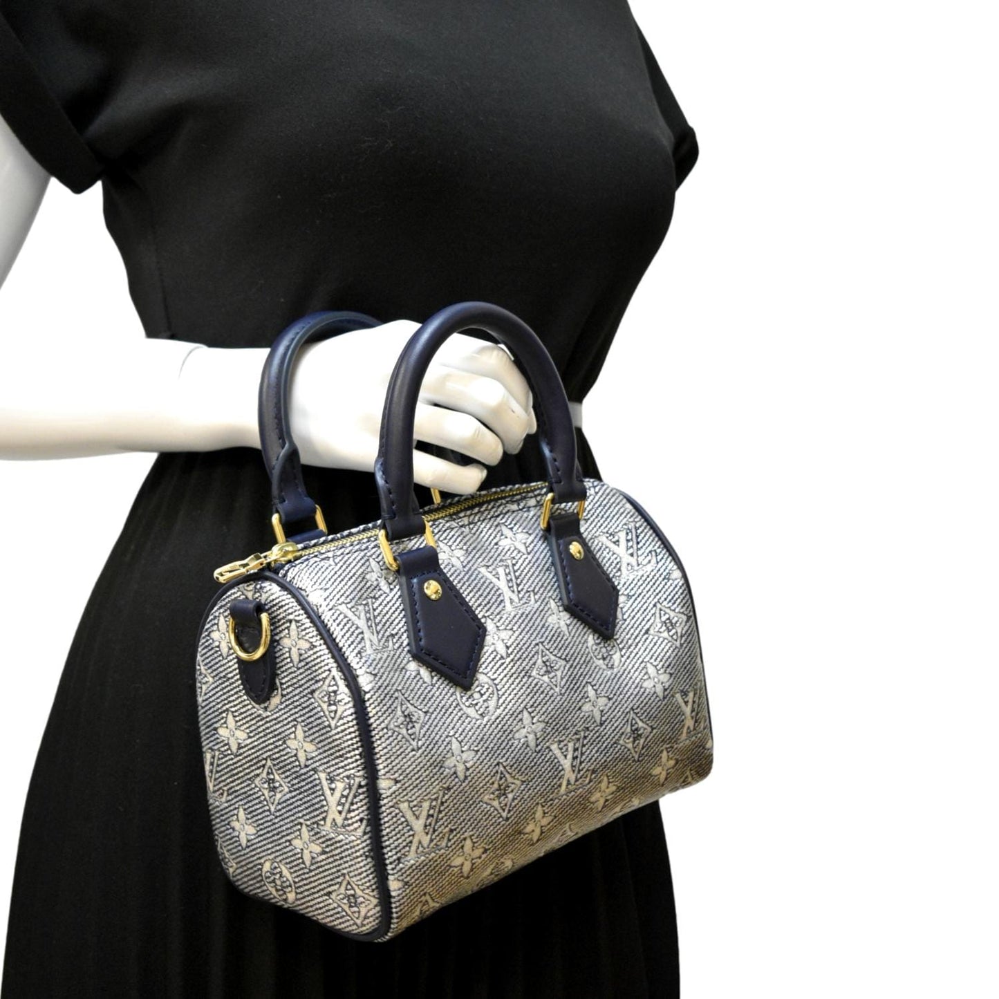 LOUIS VUITTON 20 Bandouliere Monogram Jacquard Canvas Satchel Bag Blue