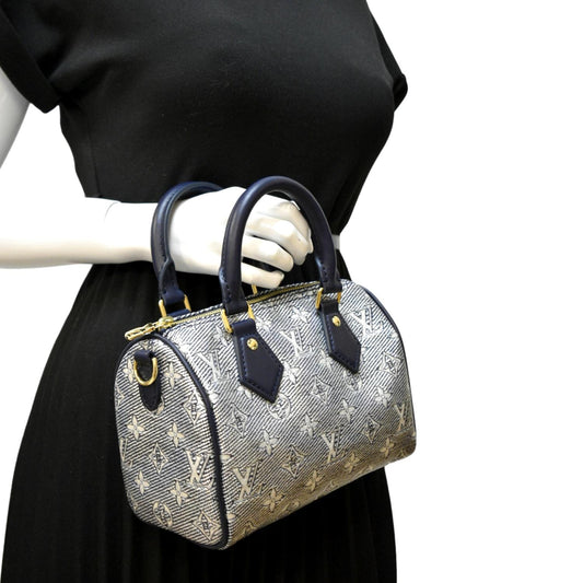 LOUIS VUITTON 20 Bandouliere Monogram Jacquard Canvas Satchel Bag Blue