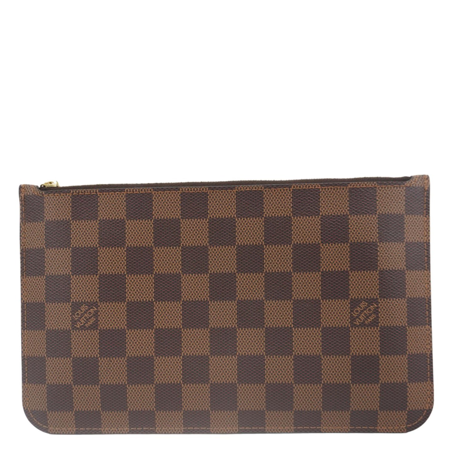 LOUIS VUITTON Neverfull Damier Ebene Pochette Wristlet Pouch Brown