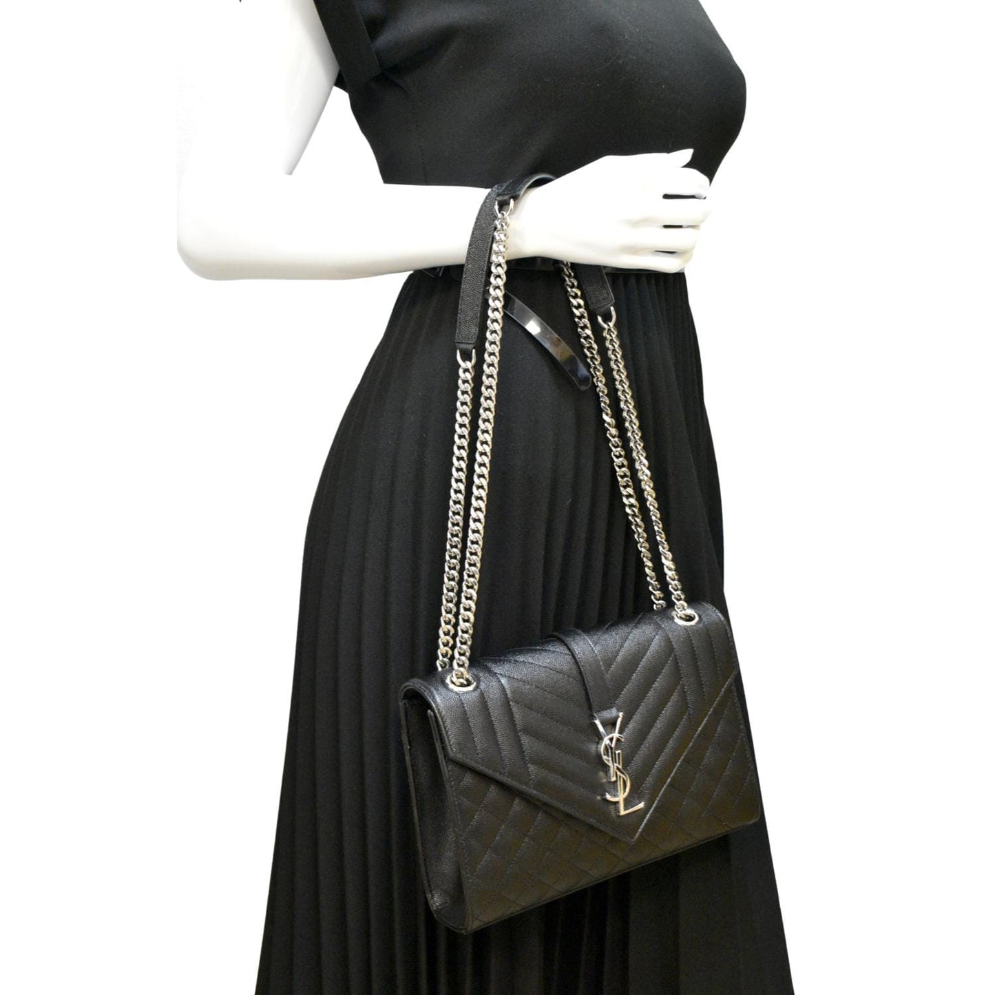 Saint Laurent Envelope Leather Black Shoulder Bag Style 13
