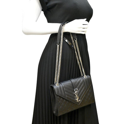 Saint Laurent Envelope Leather Black Shoulder Bag Style 13