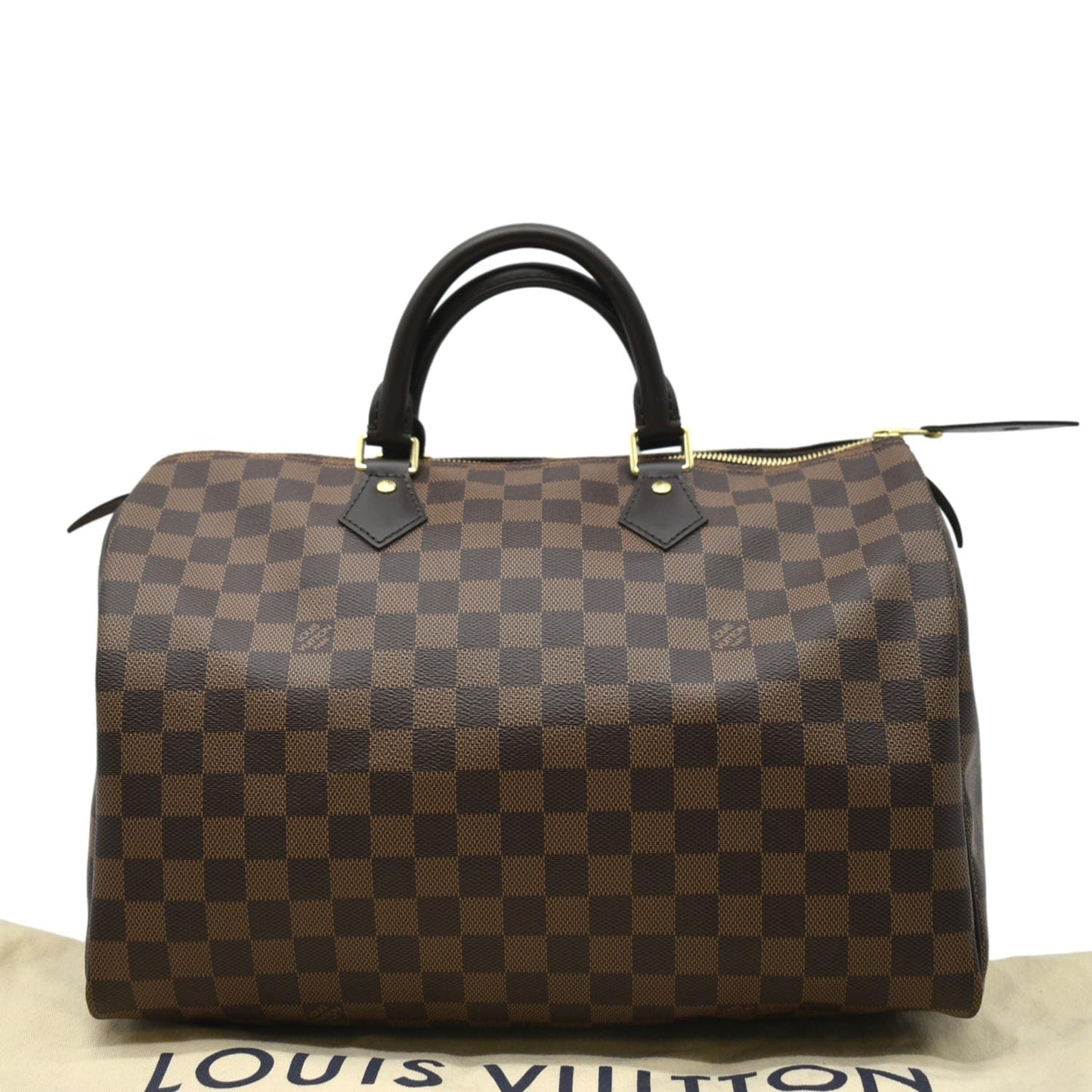 LOUIS VUITTON 35 Damier Ebene Satchel Bag Brown