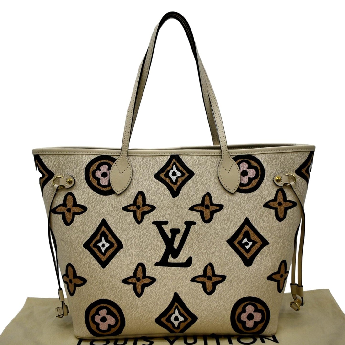 LOUIS VUITTON Neverfull MM Wild At Heart Monogram Giant Tote Bag Creme