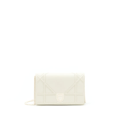 Dior Diorama Wallet On Chain White With White Hardware