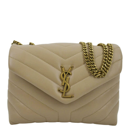Saint Laurent Loulou Leather Beige Crossbody Leather