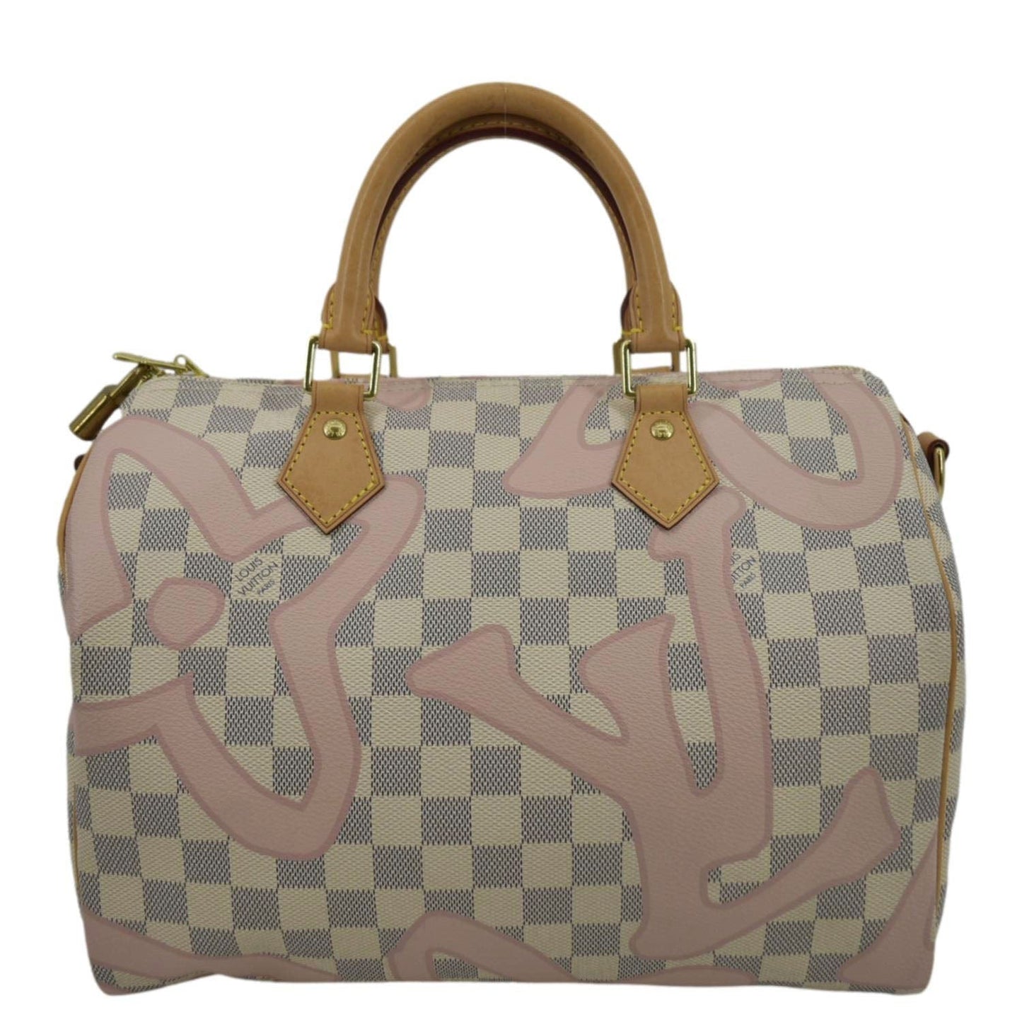 LOUIS VUITTON Tahitienne 30 Damier Azur Satchel Bag Rose Ballerine