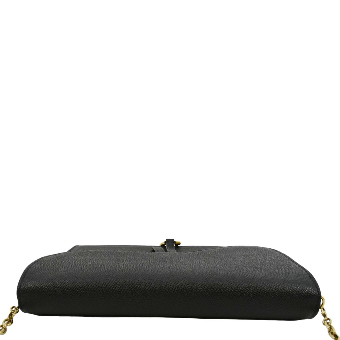 CHRISTIAN DIOR Long Saddle Leather Crossbody Chain Wallet Black