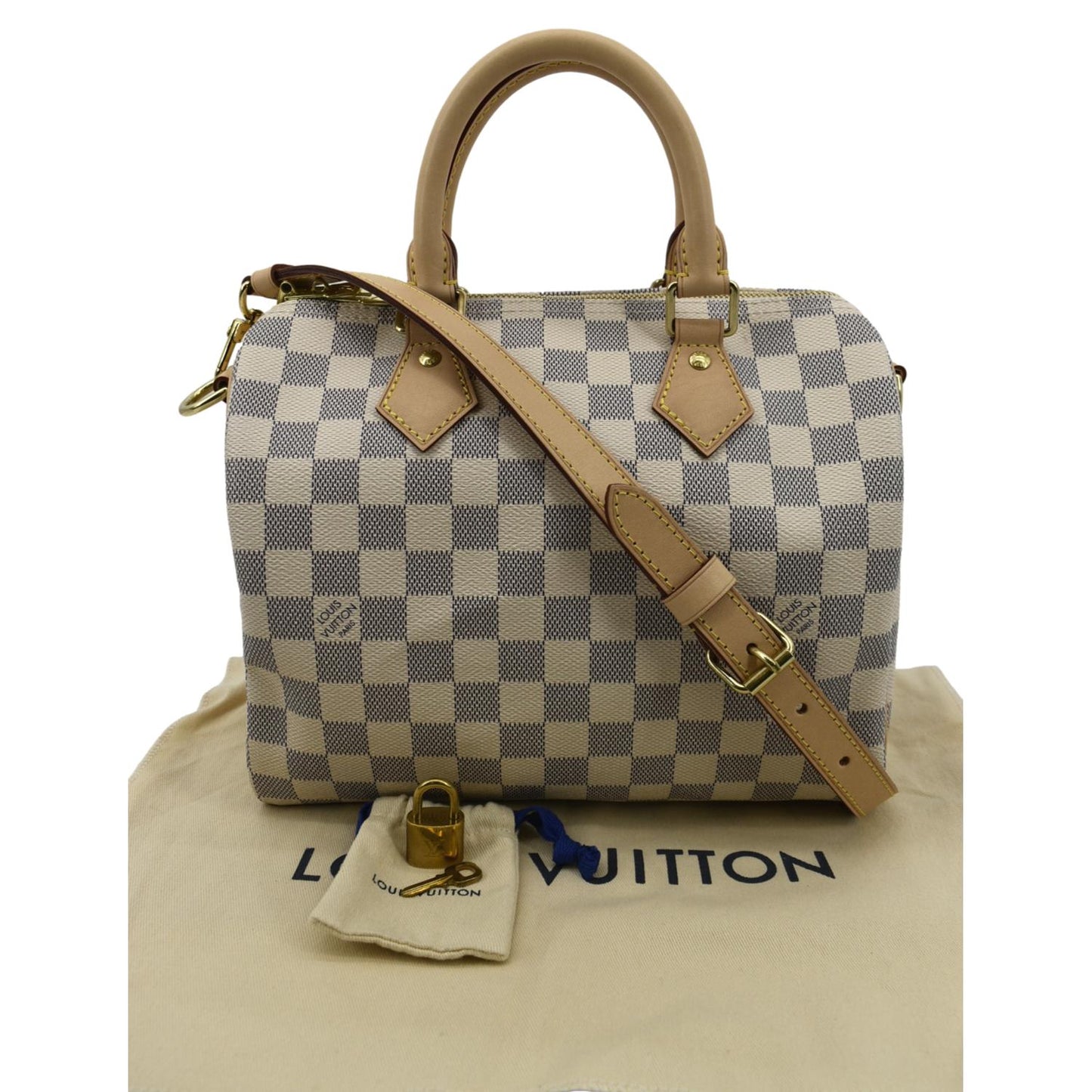 LOUIS VUITTON 25 Bandouliere Damier Azur Shoulder Bag White