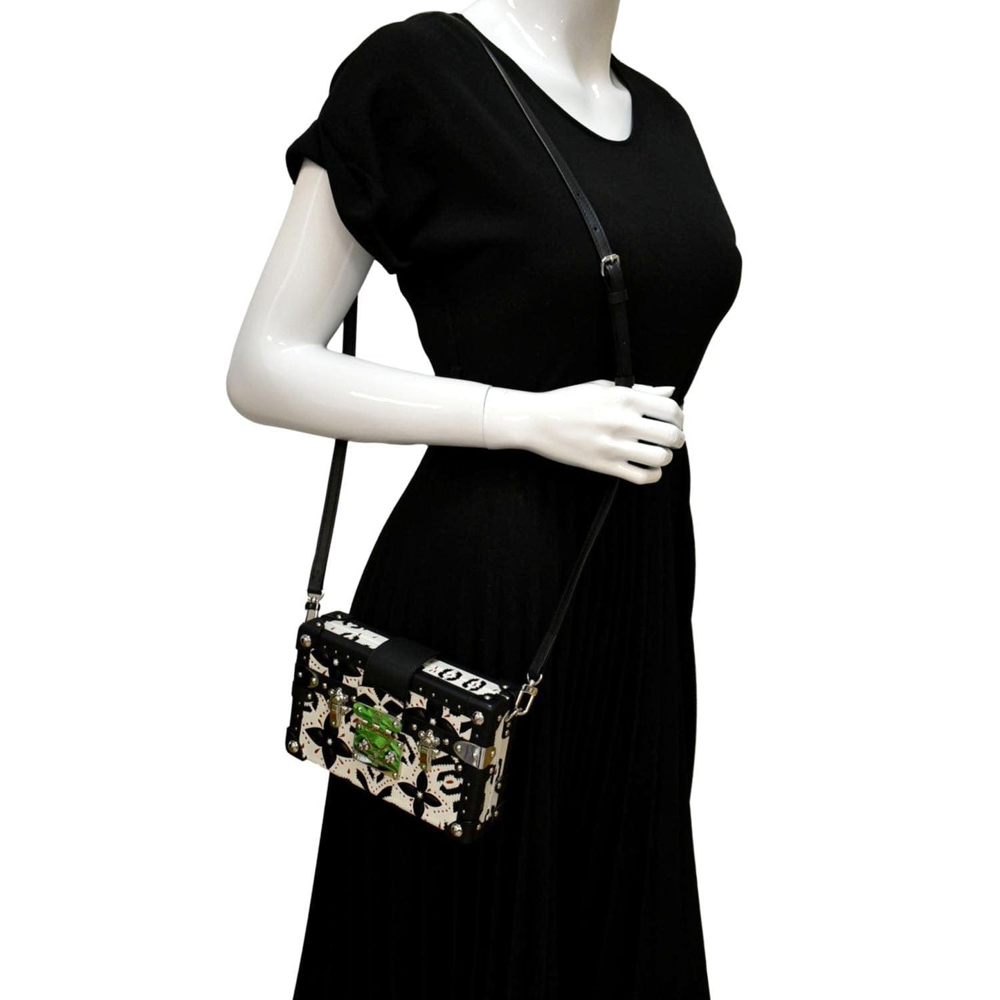 LOUIS VUITTON Petite Malle Graphic Print Leather Crossbody Bag Black/Multicolor