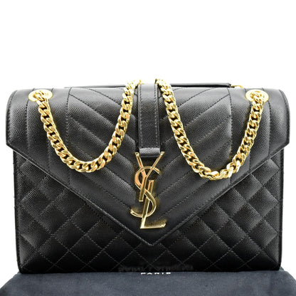 Saint Laurent Envelope Leather Black Crossbody Leather