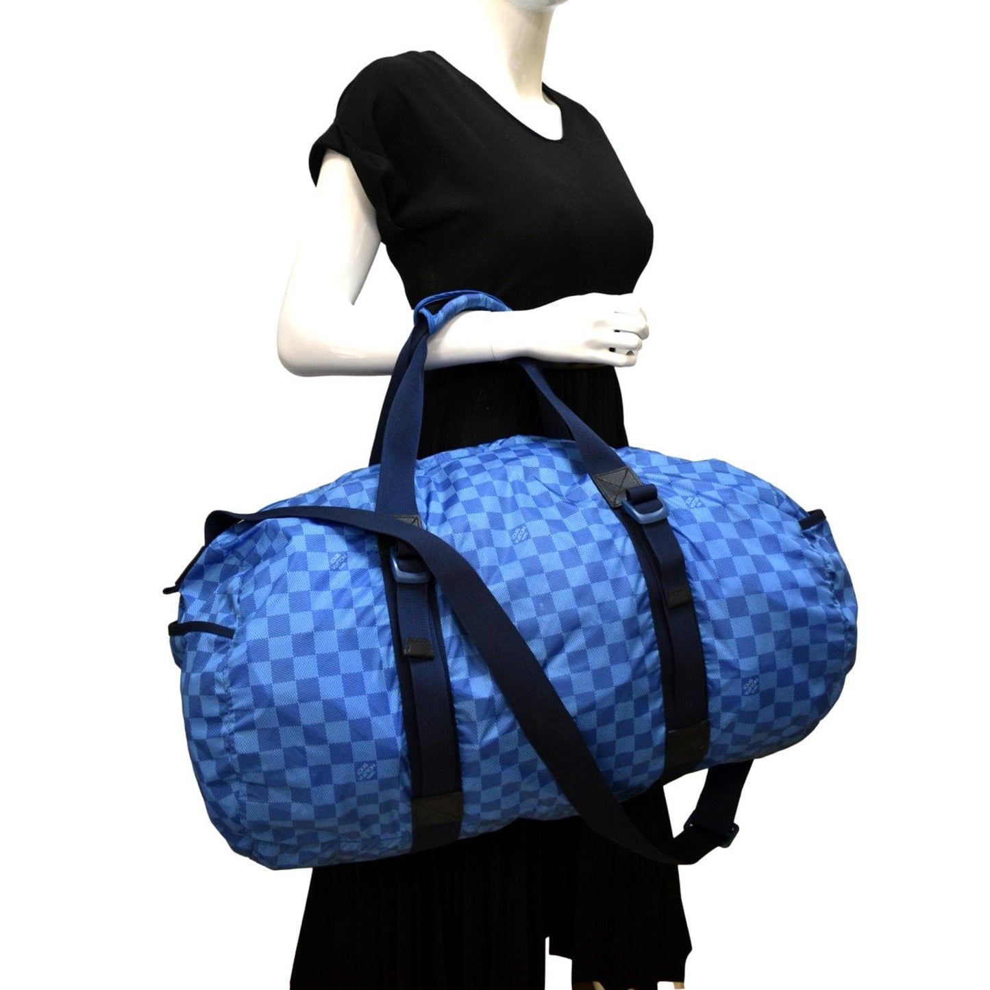 LOUIS VUITTON Keepall 50 Adventure Practical Nylon Damier Masai Duffle Travel Bag Blue - Final