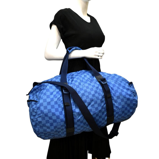 LOUIS VUITTON Keepall 50 Adventure Practical Nylon Damier Masai Duffle Travel Bag Blue - Final