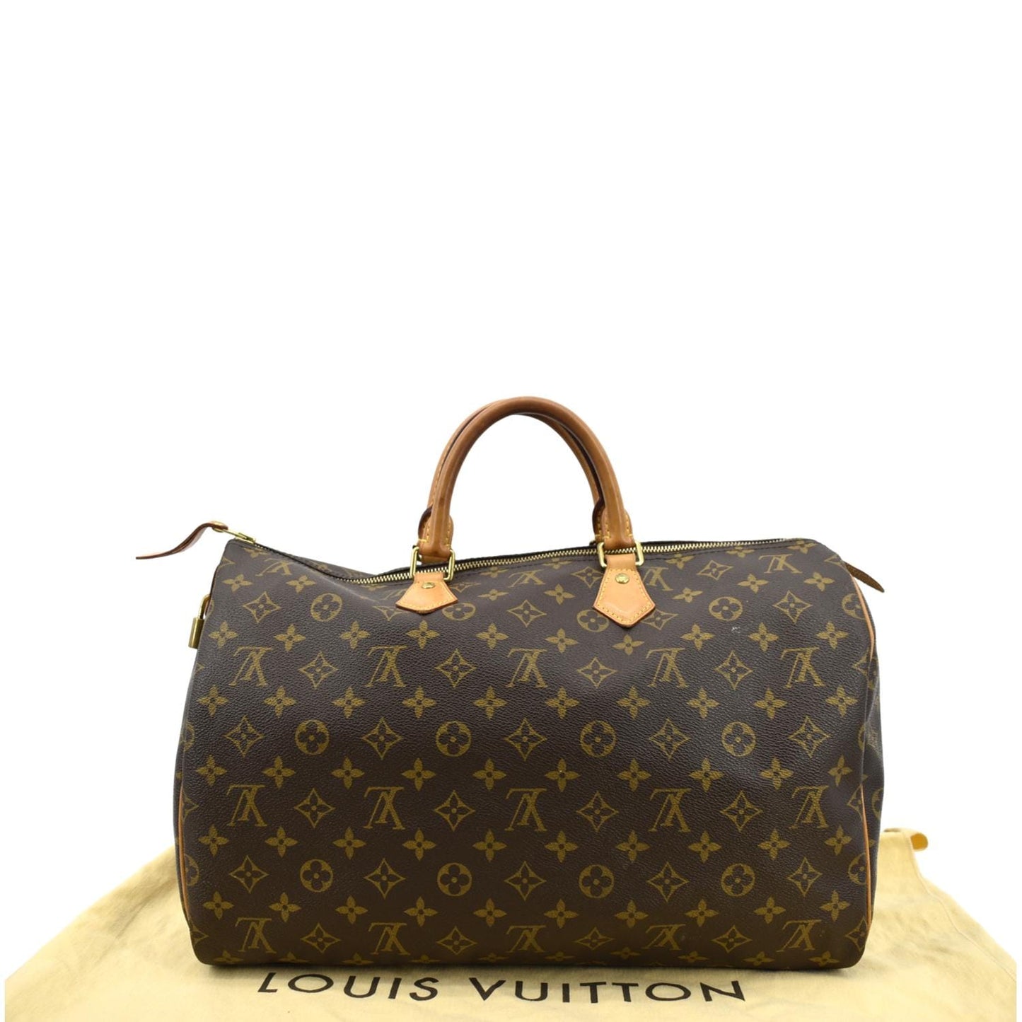 LOUIS VUITTON 40 Monogram Canvas Satchel Bag Brown