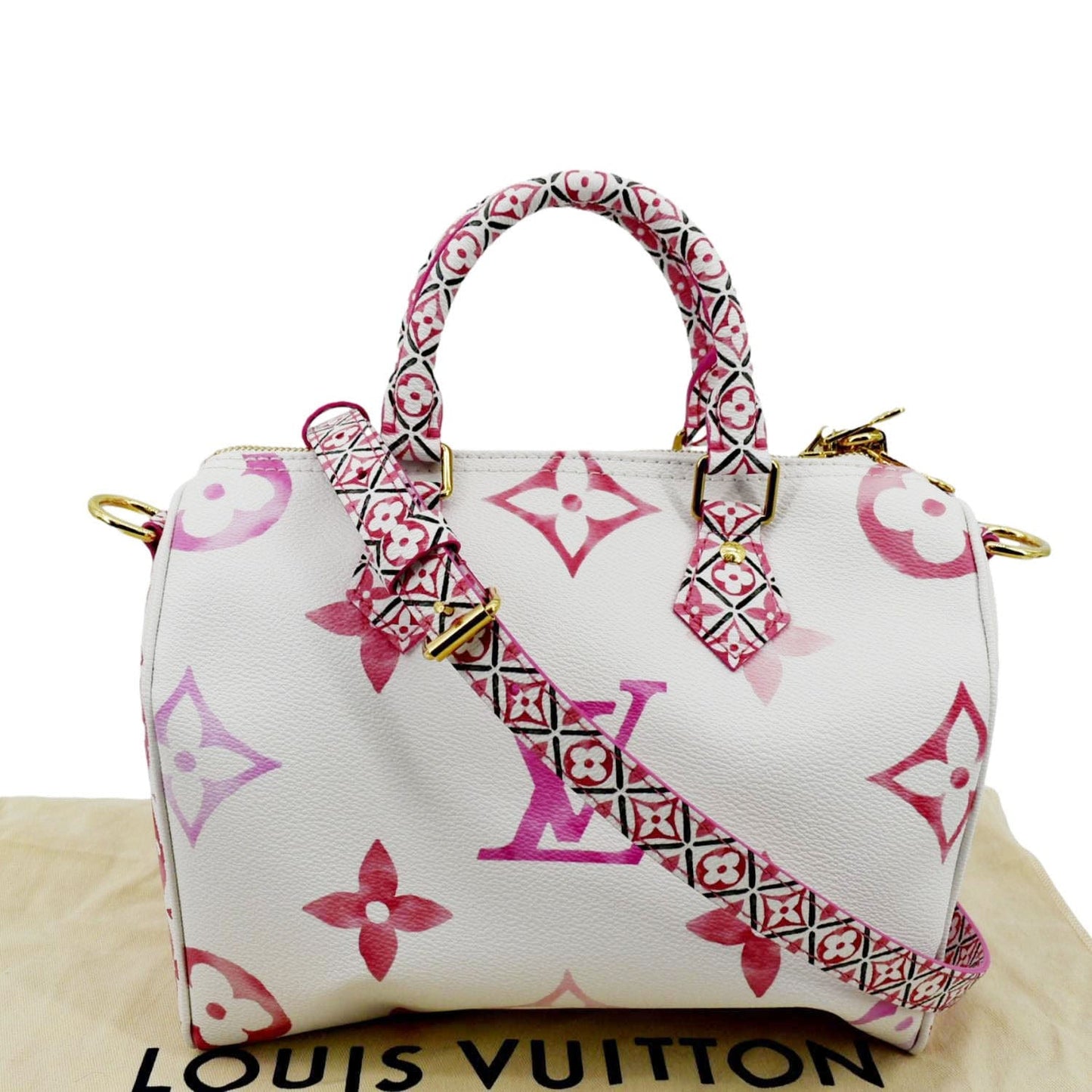 LOUIS VUITTON 25 Bandouliere Giant Monogram Canvas Shoulder Bag Pink