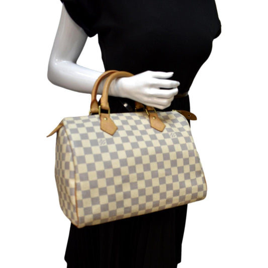 LOUIS VUITTON 30 Damier Azur Satchel Bag White