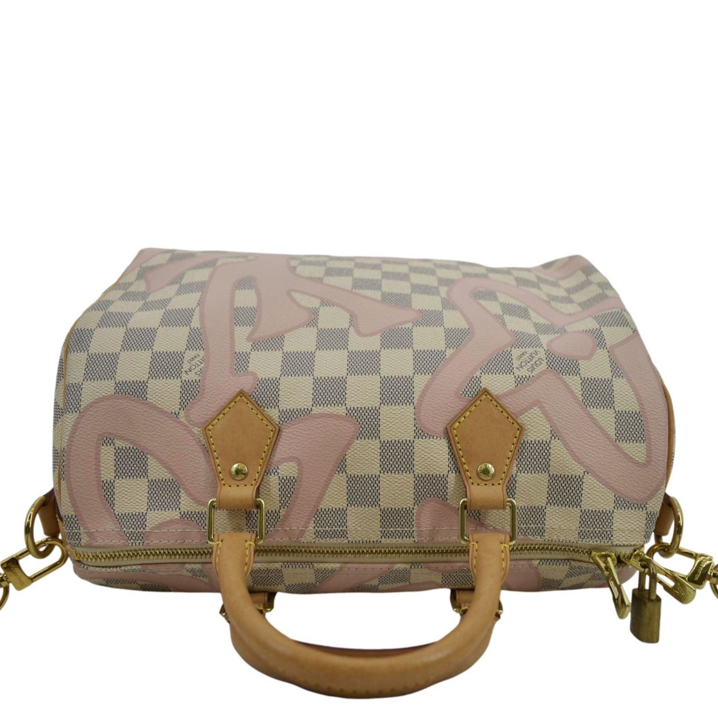 LOUIS VUITTON Tahitienne 30 Damier Azur Satchel Bag Rose Ballerine