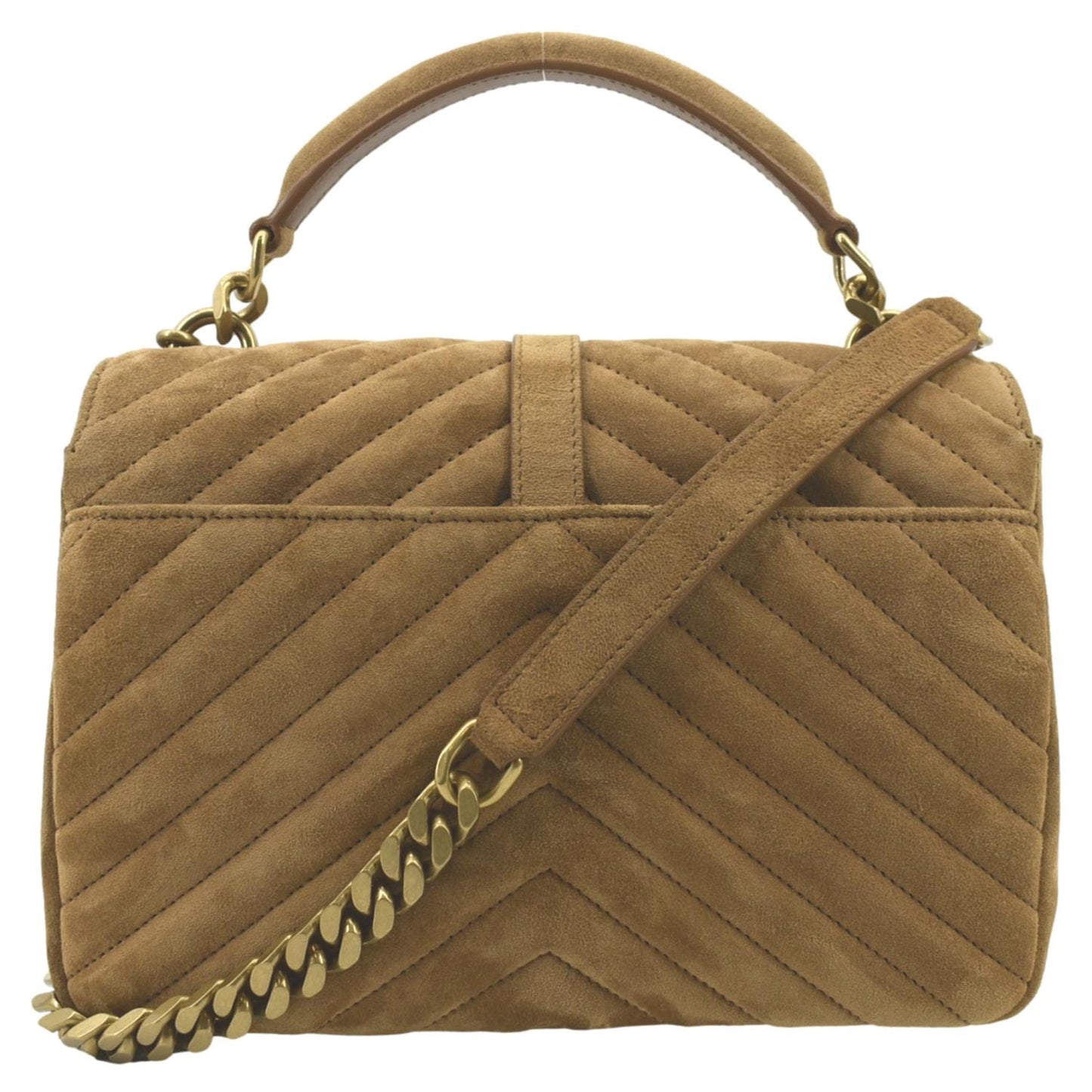 Saint Laurent College Suede Red Shoulder Bag