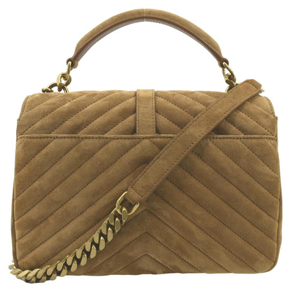 Saint Laurent College Suede Red Shoulder Bag