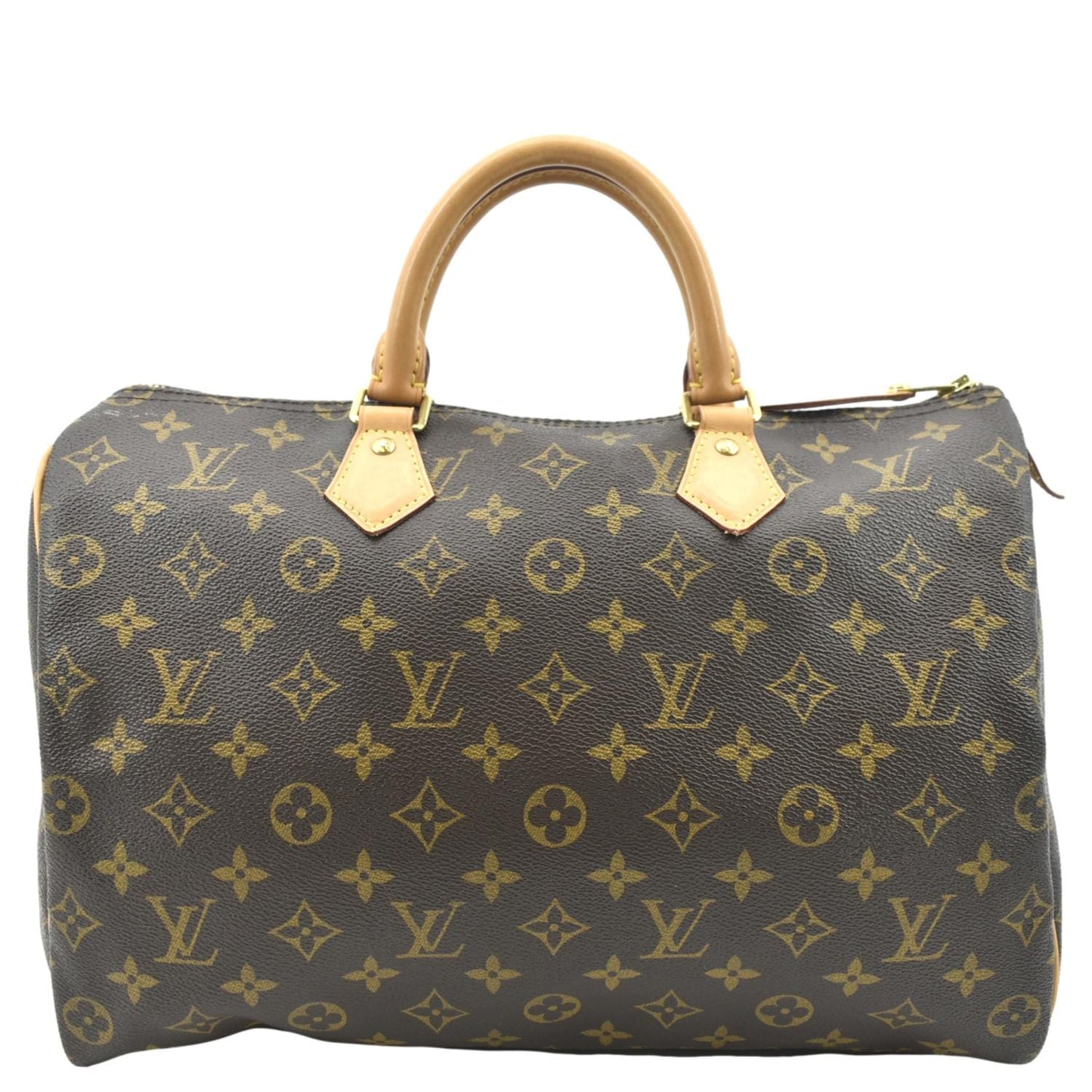 LOUIS VUITTON 35 Monogram Canvas Satchel Bag Brown