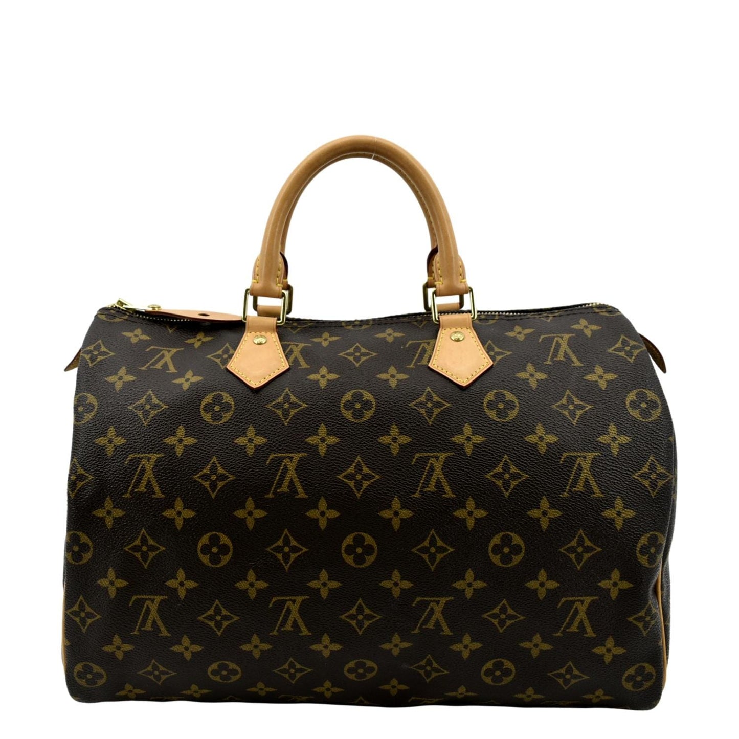 LOUIS VUITTON 35 Monogram Canvas Satchel Bag Brown