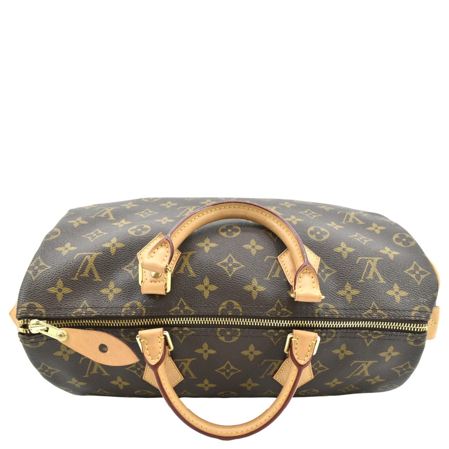 LOUIS VUITTON 35 Monogram Canvas Satchel Bag Brown