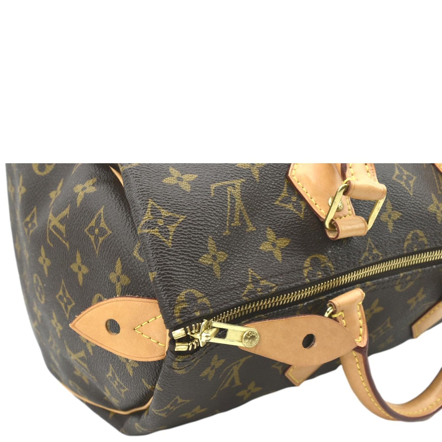 LOUIS VUITTON 35 Monogram Canvas Satchel Bag Brown