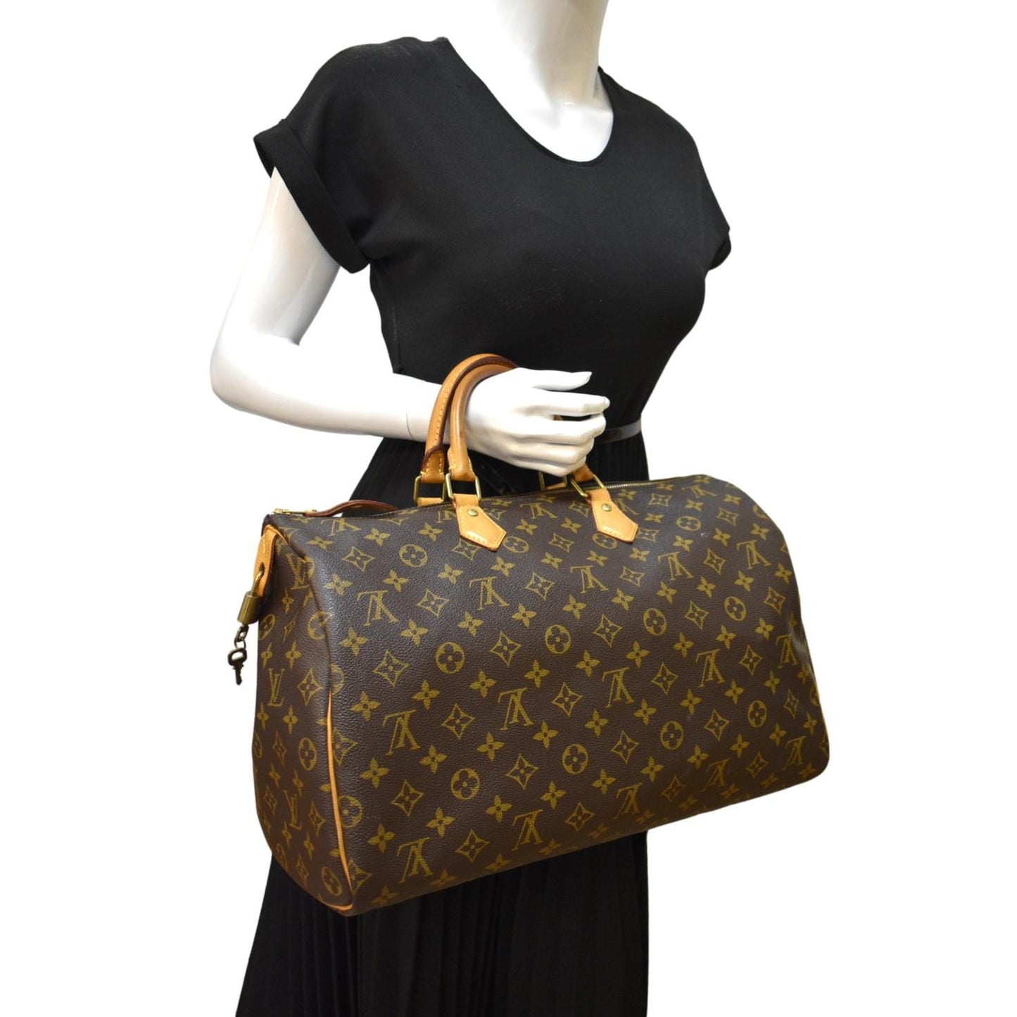 LOUIS VUITTON 40 Monogram Canvas Satchel Bag Brown