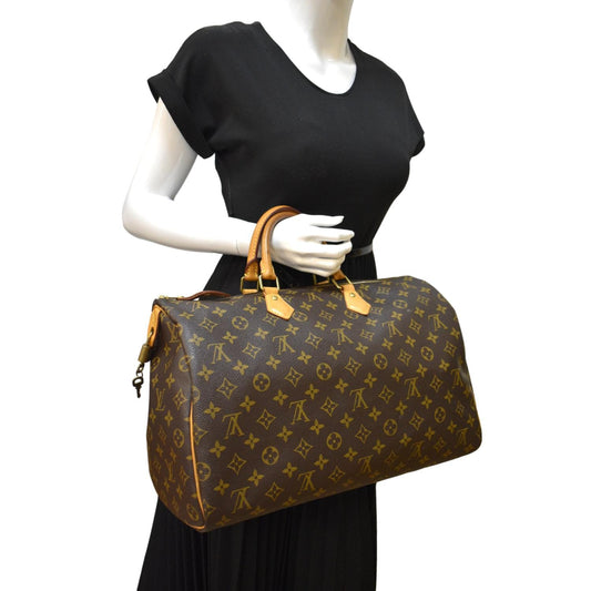 LOUIS VUITTON 40 Monogram Canvas Satchel Bag Brown