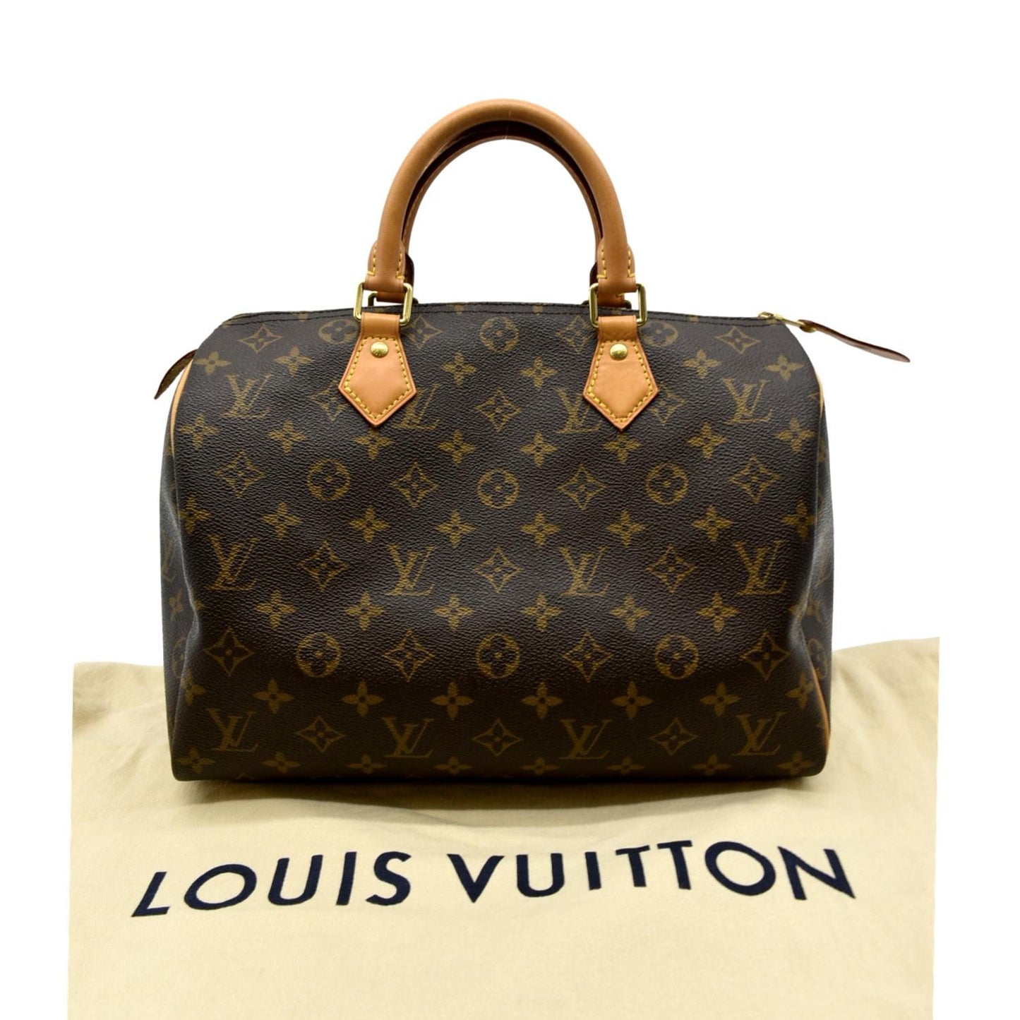 LOUIS VUITTON 30 Monogram Canvas Satchel Bag Brown
