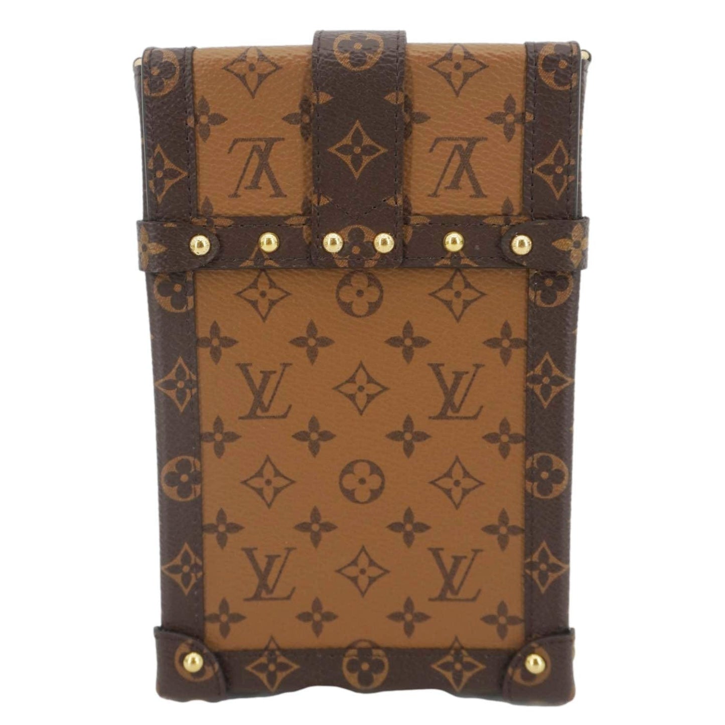 LOUIS VUITTON Pochette Trunk Monogram Canvas Verticale Crossbody Bag Brown