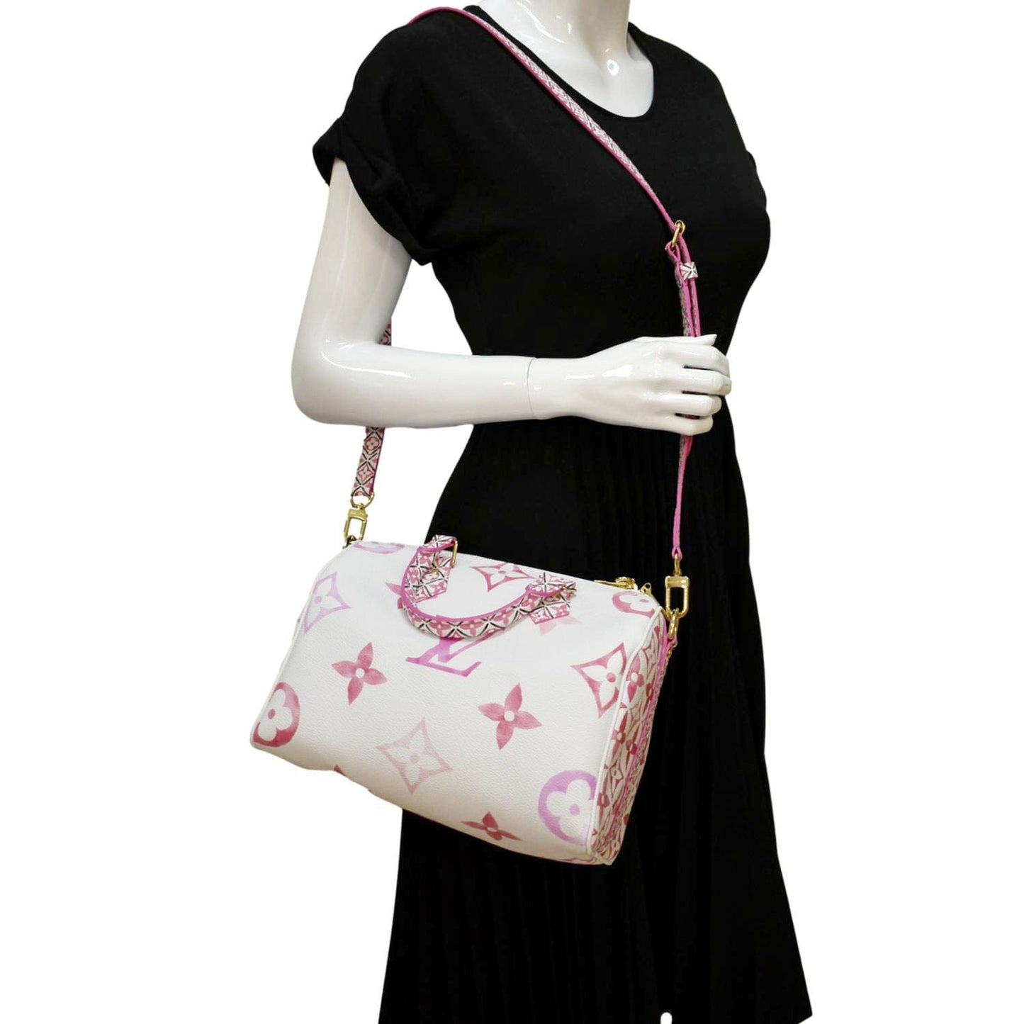 LOUIS VUITTON 25 Bandouliere Giant Monogram Canvas Shoulder Bag Pink