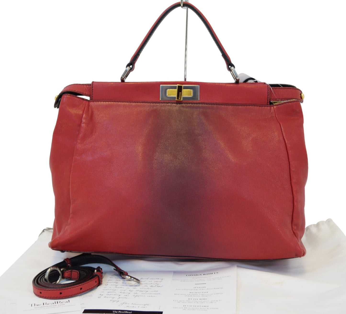 Fendi Peekaboo Leather Red Handbag Style 45