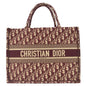 Christian Dior Book Medium Oblique Embroidery Tote Bag Burgundy