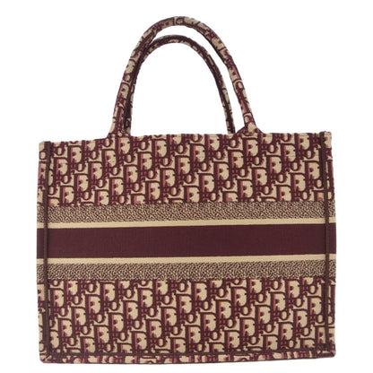 Christian Dior Book Medium Oblique Embroidery Tote Bag Burgundy