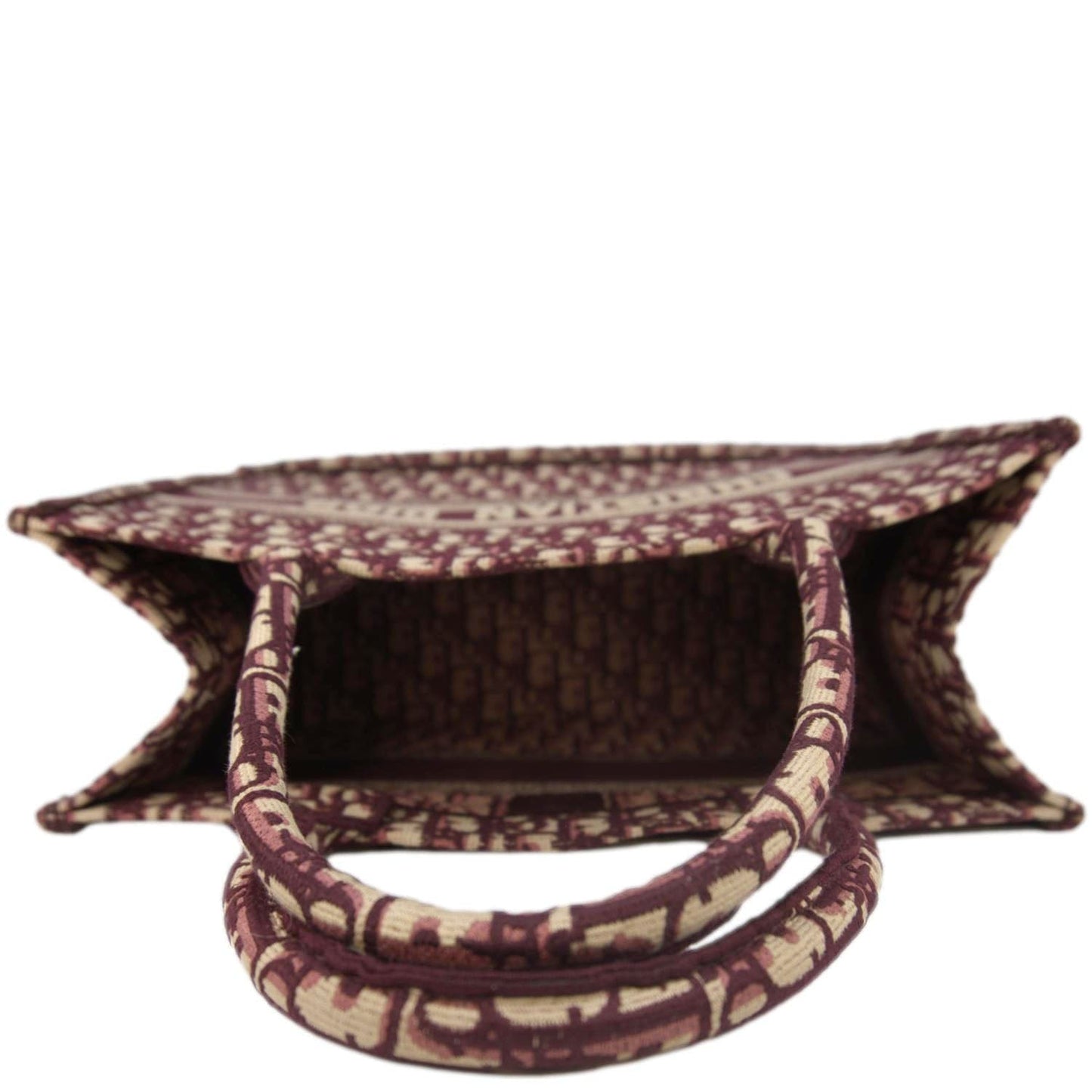 Christian Dior Book Medium Oblique Embroidery Tote Bag Burgundy