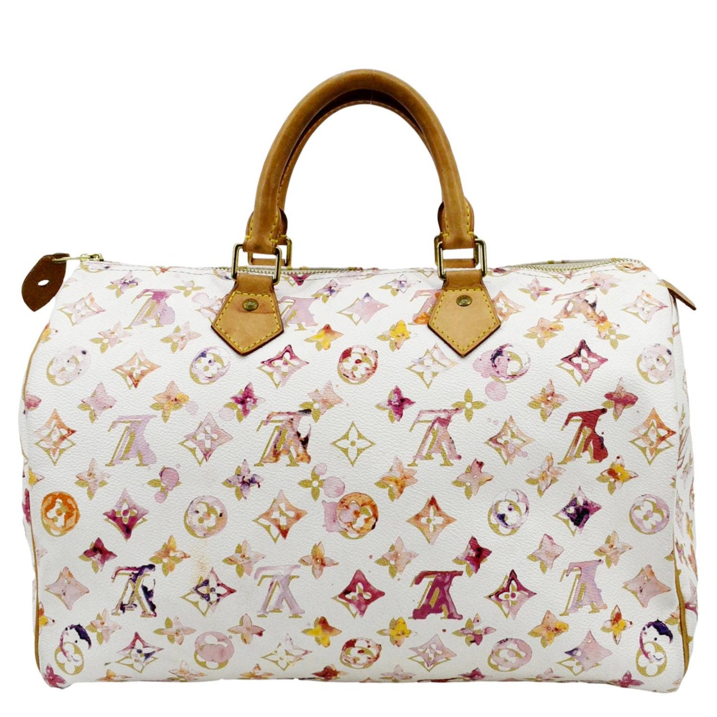 LOUIS VUITTON Richard Prince Watercolor Aquarelle 35 Monogram Satchel Bag Multicolor