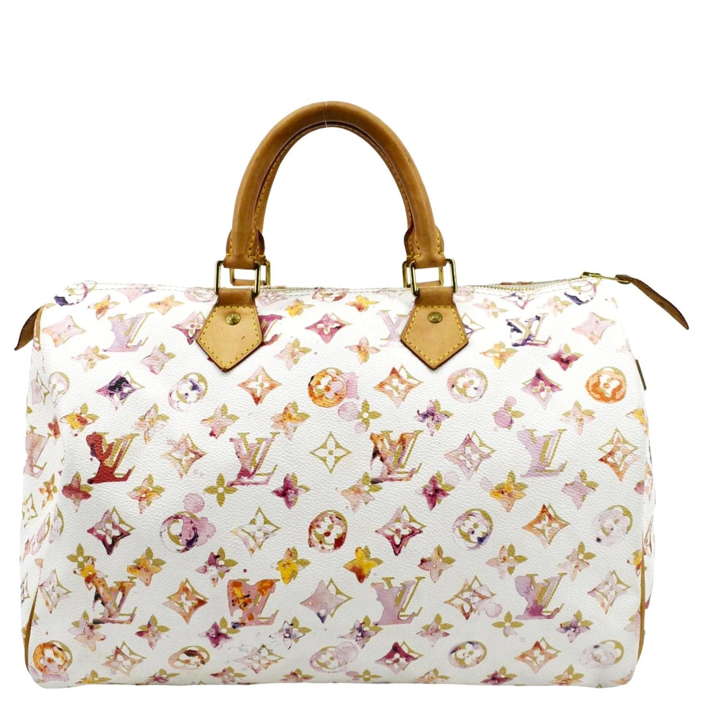 LOUIS VUITTON Richard Prince Watercolor Aquarelle 35 Monogram Satchel Bag Multicolor