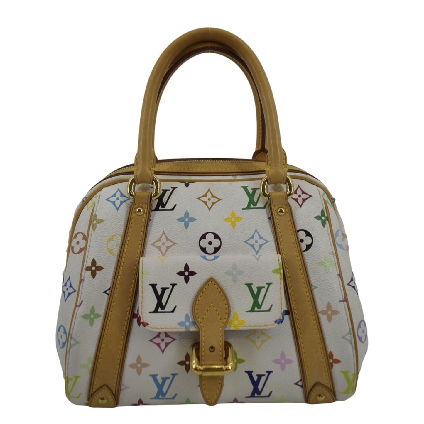 LOUIS VUITTON Priscilla Monogram Multicolore Canvas Satchel Bag White
