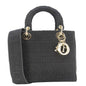 Christian Dior Lady Dior D-Lite Embroidered Canvas Shoulder Bag Black