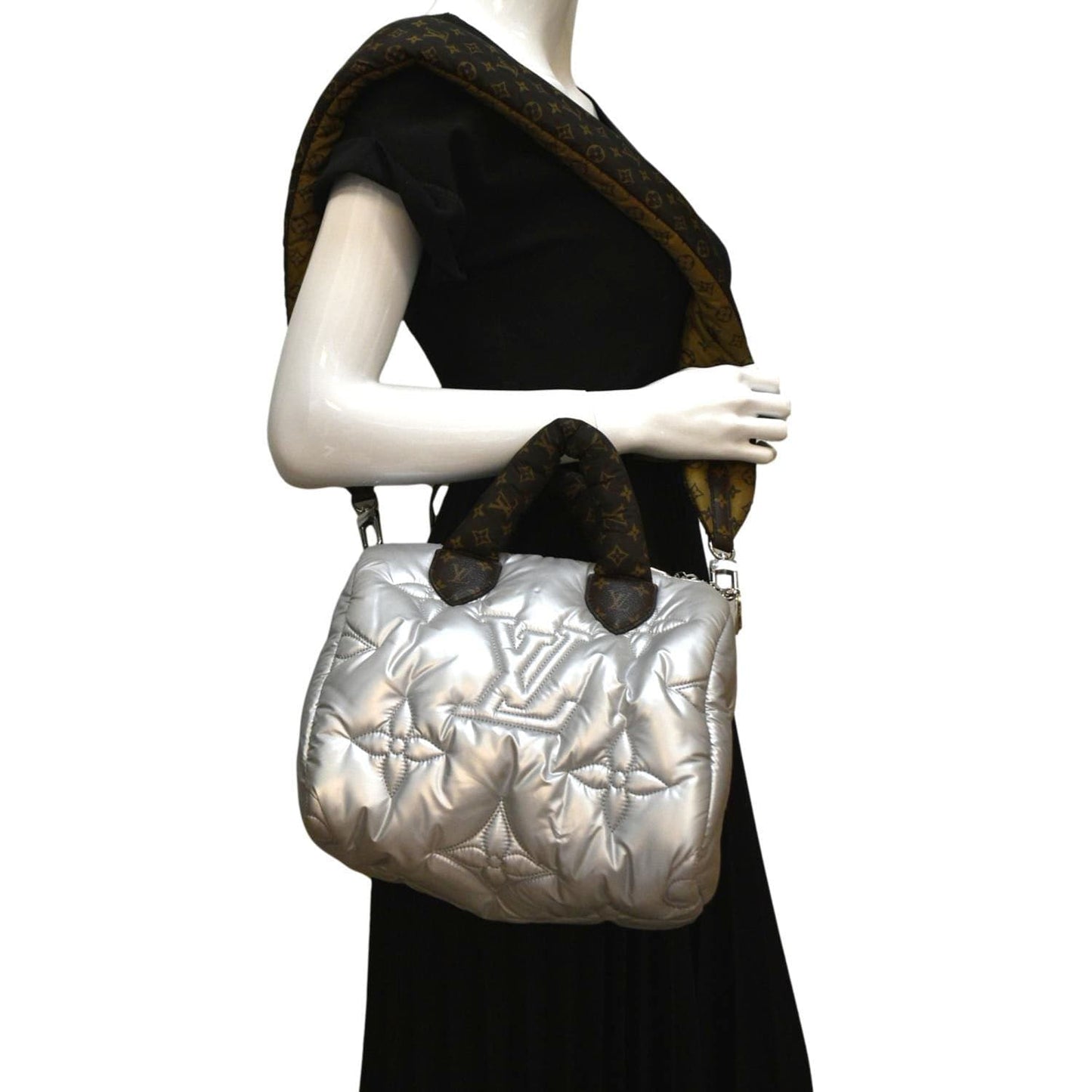 LOUIS VUITTON Bandouliere 25 Econyl Nylon Pillow Shoulder Bag Silver